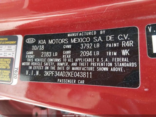 2019 KIA FORTE S 9