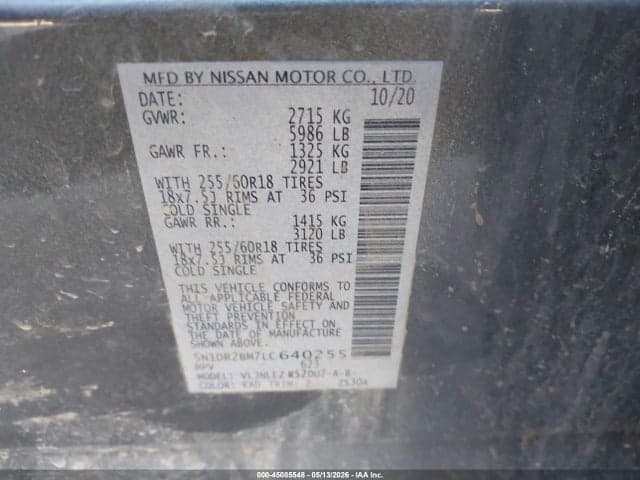 2020 NISSAN PATHFINDER SV 4WD 9