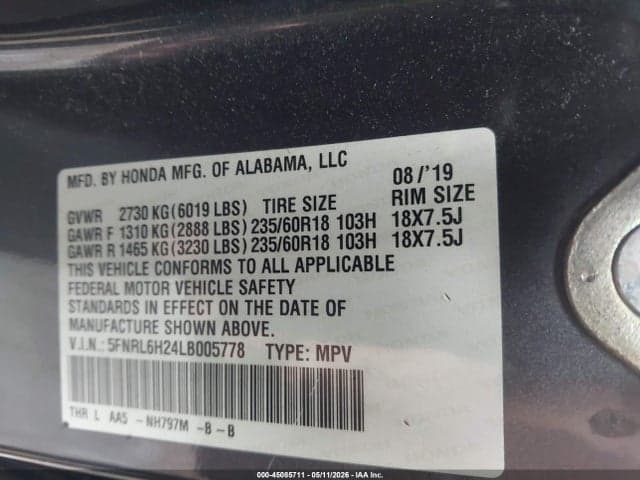 2020 HONDA ODYSSEY LX 9