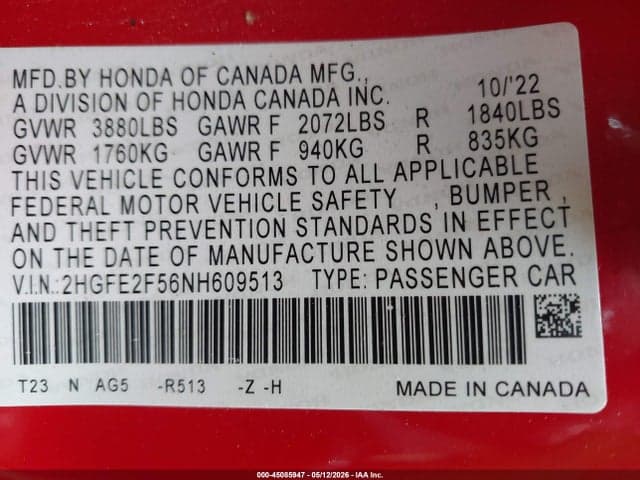 2022 HONDA CIVIC SPORT 9