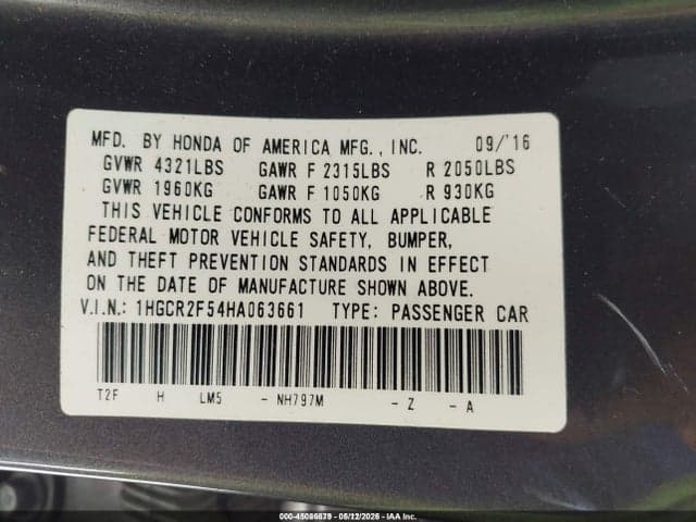 2017 HONDA ACCORD SPORT 9