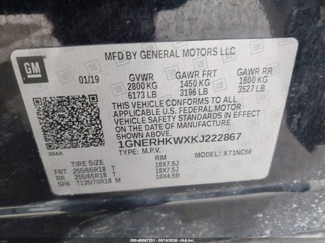 2019 CHEVROLET TRAVERSE 3LT 10