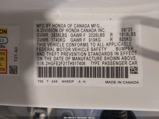 2026 HONDA CIVIC LX 9
