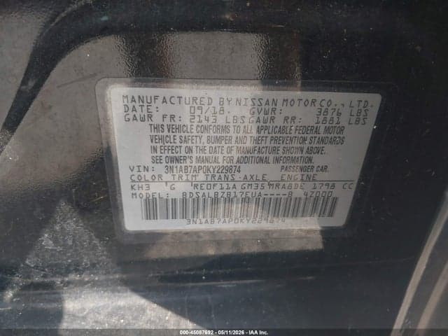 2019 NISSAN SENTRA S 9