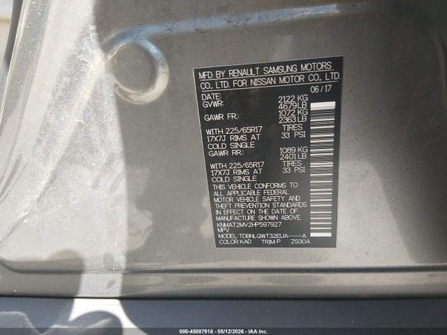 2017 NISSAN ROGUE SV 9
