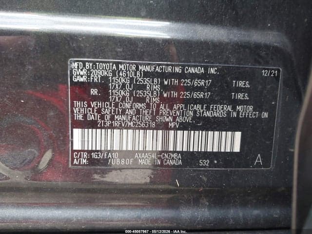 2021 TOYOTA RAV4 XLE 9