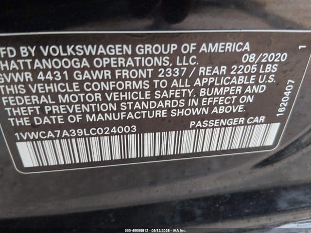 2020 VOLKSWAGEN PASSAT 2.0T SEL 9