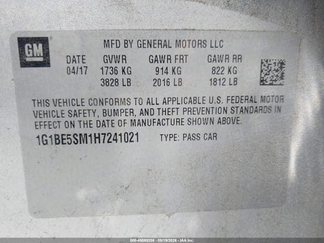 2017 CHEVROLET CRUZE LT AUTO 9