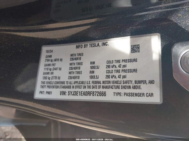 2024 TESLA MODEL 3 LONG RANGE DUAL MOTOR ALL-WHEEL DRIVE/REAR-WHEEL DRIVE 9