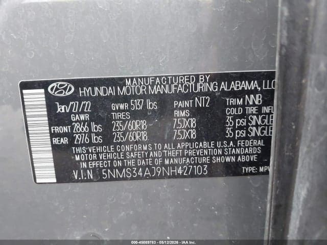 2022 HYUNDAI SANTA FE SEL 9