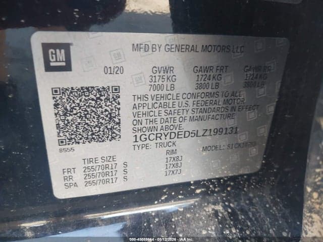 2020 CHEVROLET SILVERADO 1500 4WD STANDARD BED LT 9