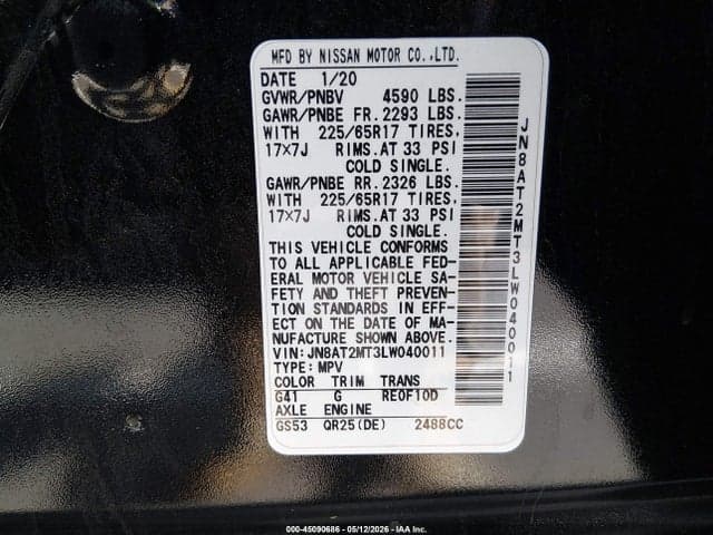 2020 NISSAN ROGUE S FWD 9