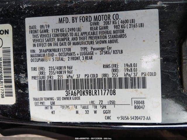 2020 FORD FUSION TITANIUM 9