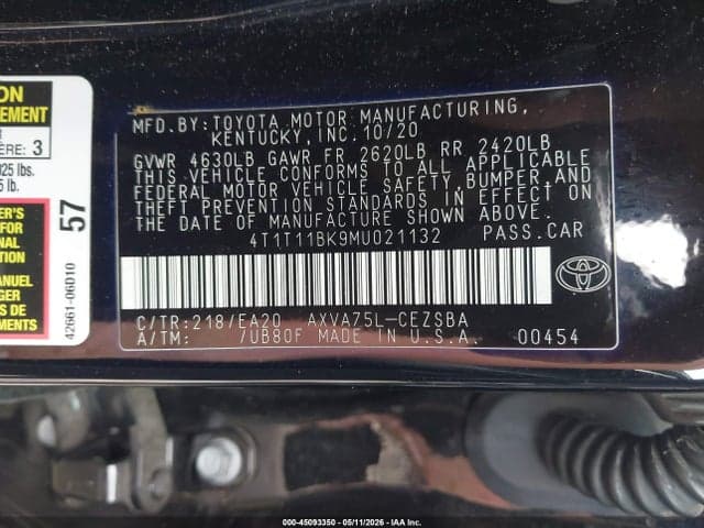 2021 TOYOTA CAMRY SE AWD 9
