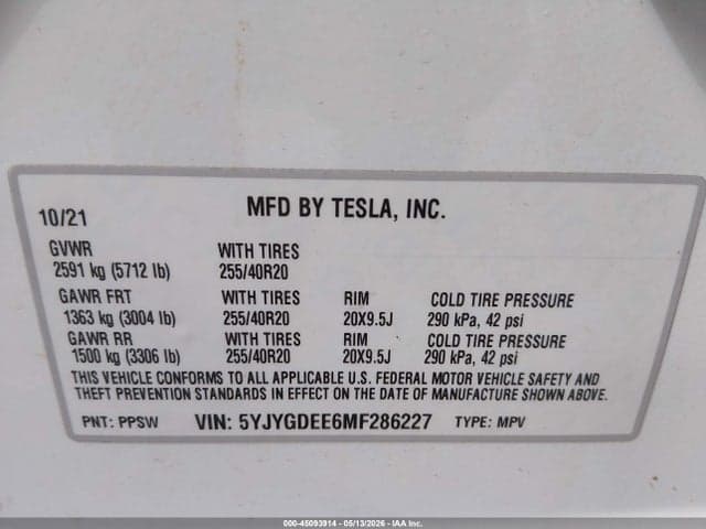 2021 TESLA MODEL Y LONG RANGE DUAL MOTOR ALL-WHEEL DRIVE 9