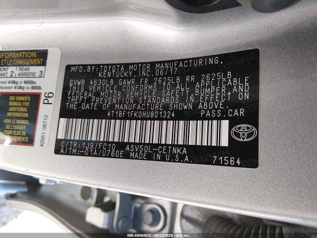 2017 TOYOTA CAMRY LE 9