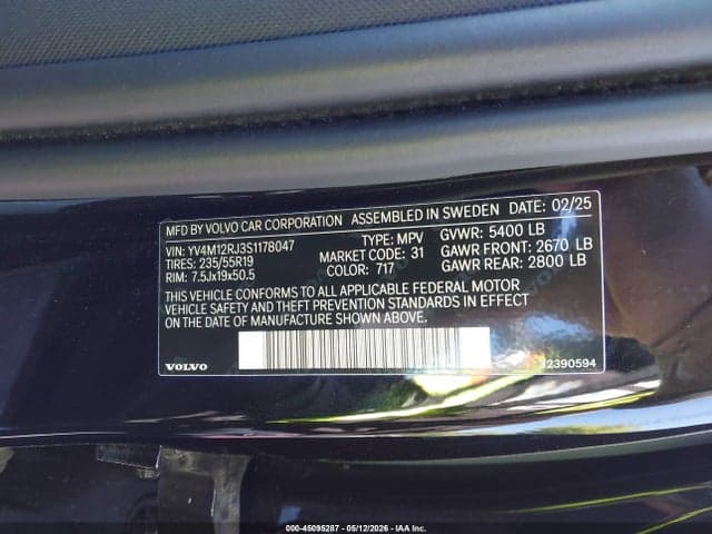 2025 VOLVO XC60 B5 CORE 9