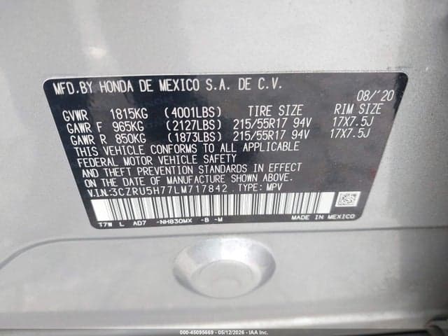 2020 HONDA HR-V 2WD EX-L 9