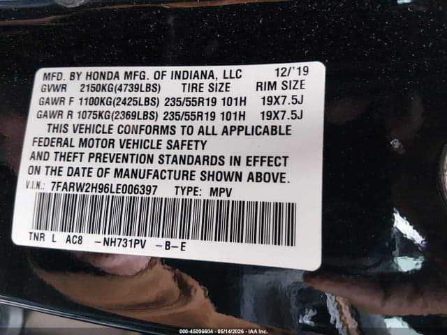 2020 HONDA CR-V AWD TOURING 9