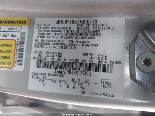 2019 FORD FUSION SE 9
