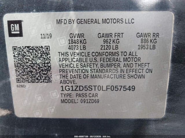 2020 CHEVROLET MALIBU FWD LT 9