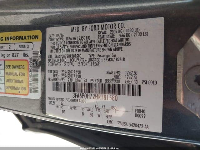 2017 FORD FUSION SE 9