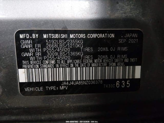2022 MITSUBISHI OUTLANDER BLACK EDITION S-AWC/SE 2.5 S-AWC/SE LAUNCH EDITION S-AWC 9
