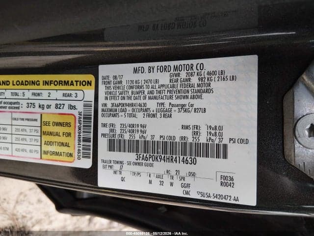 2017 FORD FUSION PLATINUM 9