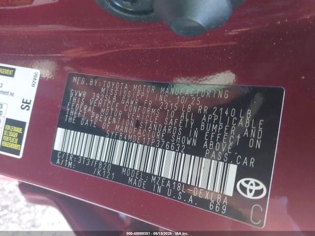 2026 TOYOTA COROLLA LE 10