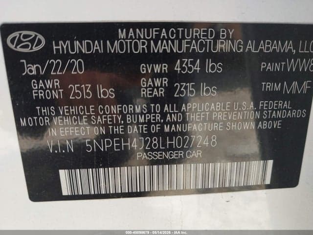2020 HYUNDAI SONATA LIMITED 9