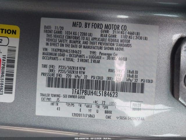 2020 FORD MUSTANG ECOBOOST PREMIUM 9