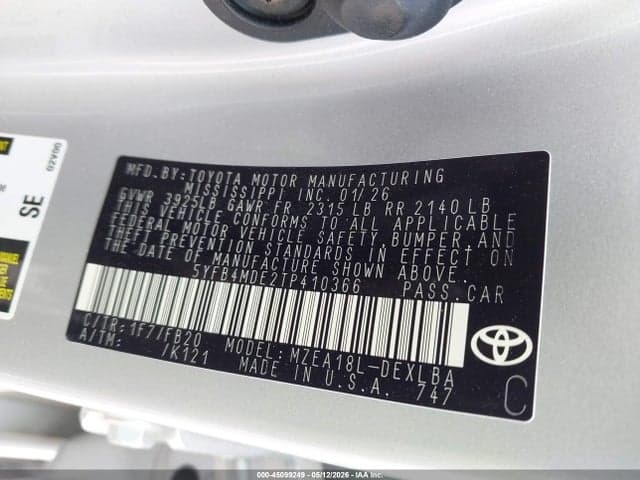 2026 TOYOTA COROLLA LE 9