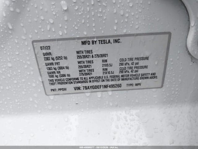 2022 TESLA MODEL Y PERFORMANCE DUAL MOTOR ALL-WHEEL DRIVE 9