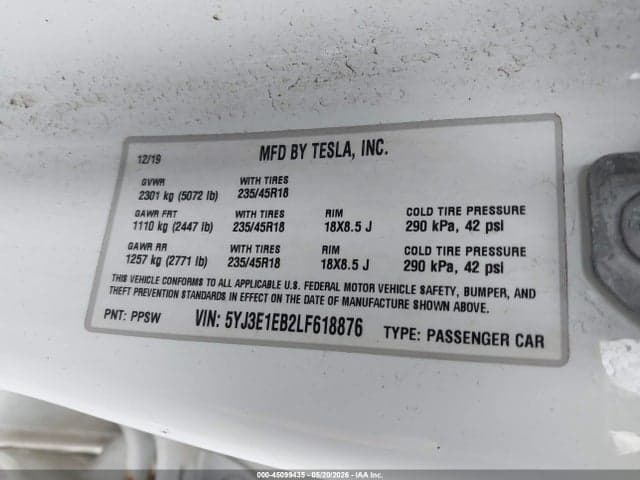 2020 TESLA MODEL 3 LONG RANGE DUAL MOTOR ALL-WHEEL DRIVE 9