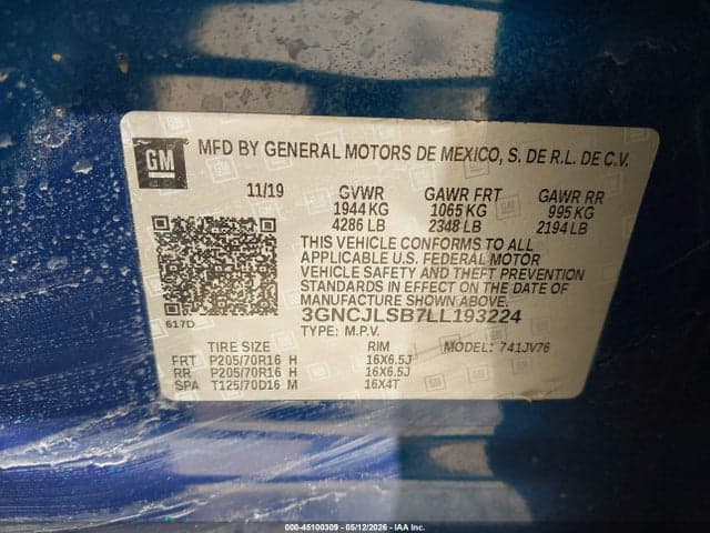 2020 CHEVROLET TRAX FWD LT 9