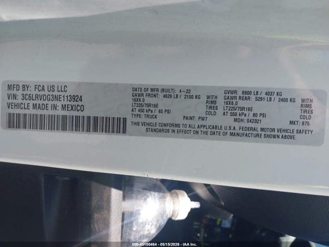 2022 RAM PROMASTER 2500 HIGH ROOF 159 WB 10