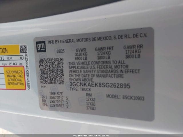 2025 CHEVROLET SILVERADO 1500 4WD LONG BED WT 9