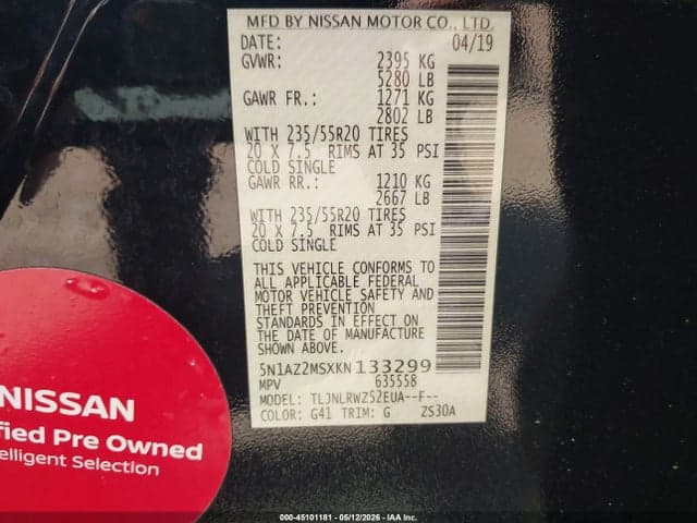 2019 NISSAN MURANO SL 9