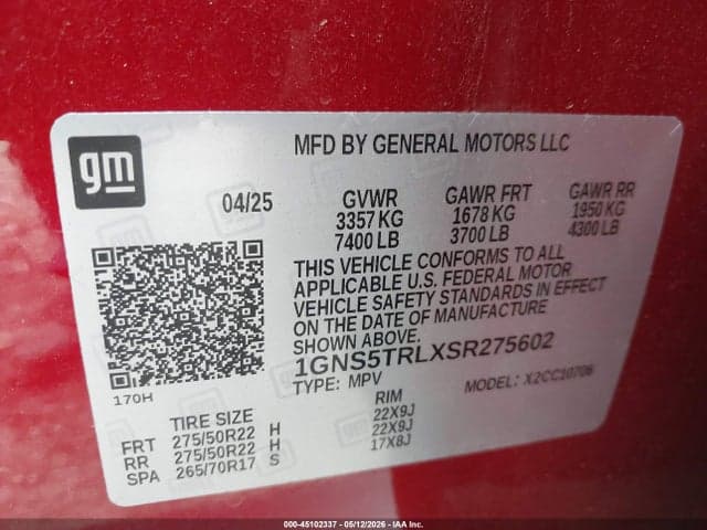 2025 CHEVROLET TAHOE 2WD HIGH COUNTRY 9