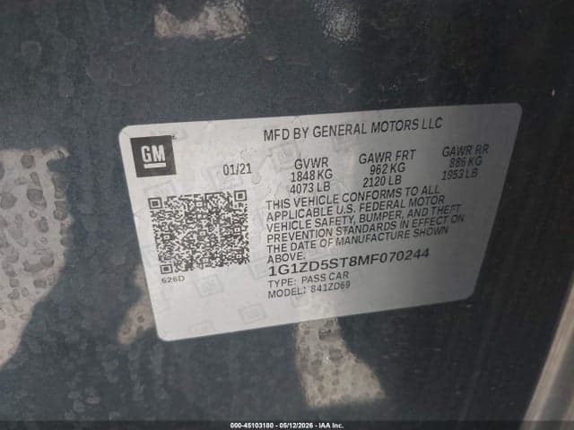 2021 CHEVROLET MALIBU FWD LT 10