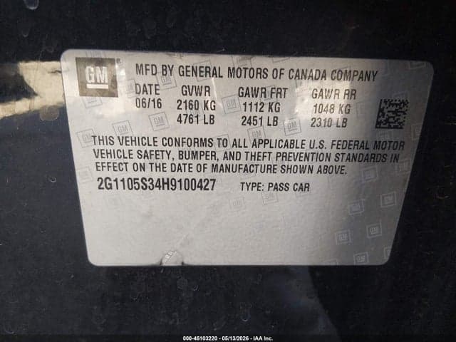 2017 CHEVROLET IMPALA 1LT 10