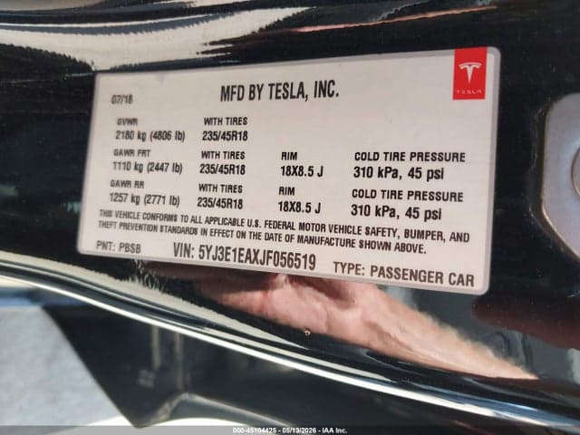 2018 TESLA MODEL 3 LONG RANGE/MID RANGE 9