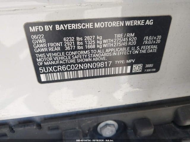 2022 BMW X5 XDRIVE40I 9