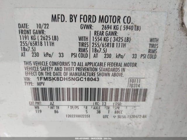 2022 FORD EXPLORER XLT 9