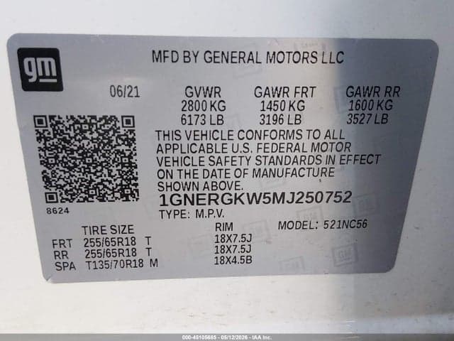 2021 CHEVROLET TRAVERSE FWD LT CLOTH 9