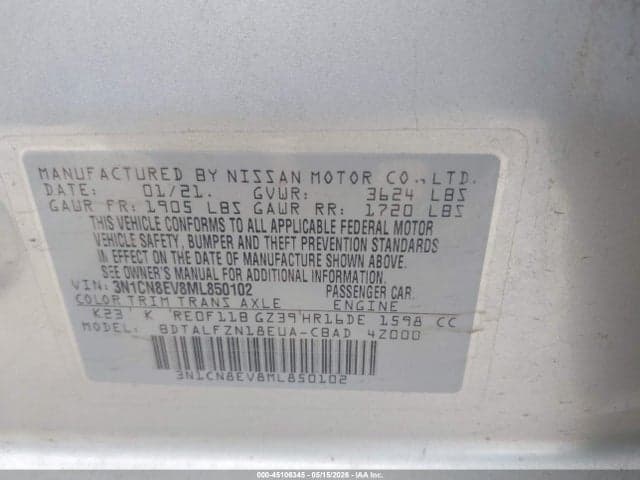 2021 NISSAN VERSA SV XTRONIC CVT 9