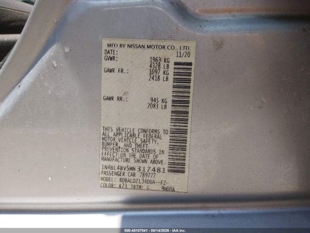 2021 NISSAN ALTIMA S FWD 9