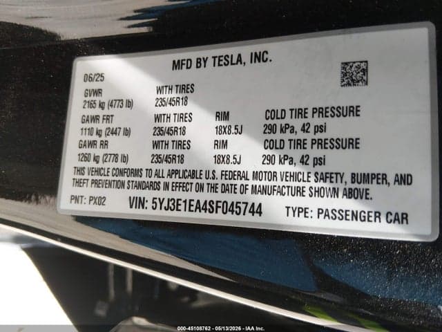 2025 TESLA MODEL 3 LONG RANGE REAR-WHEEL DRIVE/STANDARD REAR-WHEEL DRIVE 9