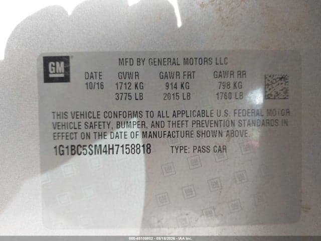 2017 CHEVROLET CRUZE LS AUTO 9