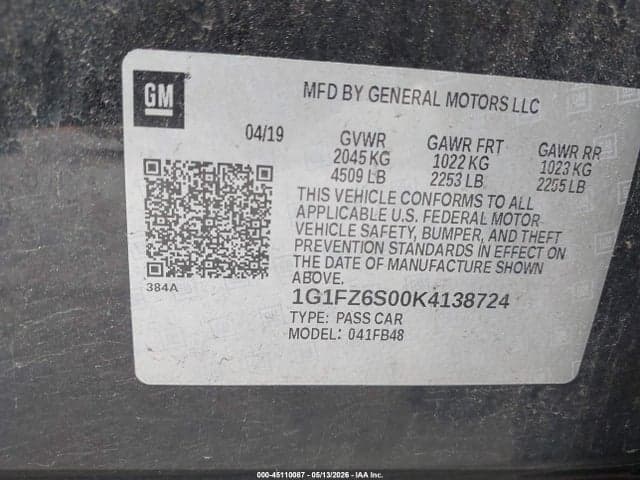 2019 CHEVROLET BOLT EV PREMIER 9